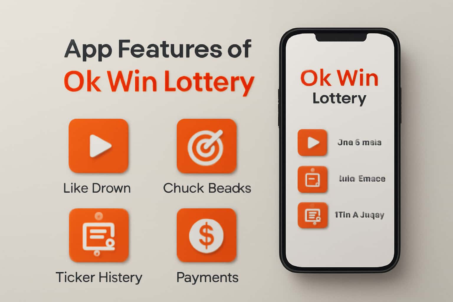 Informative scene highlighting app features of Ok Win lottery.