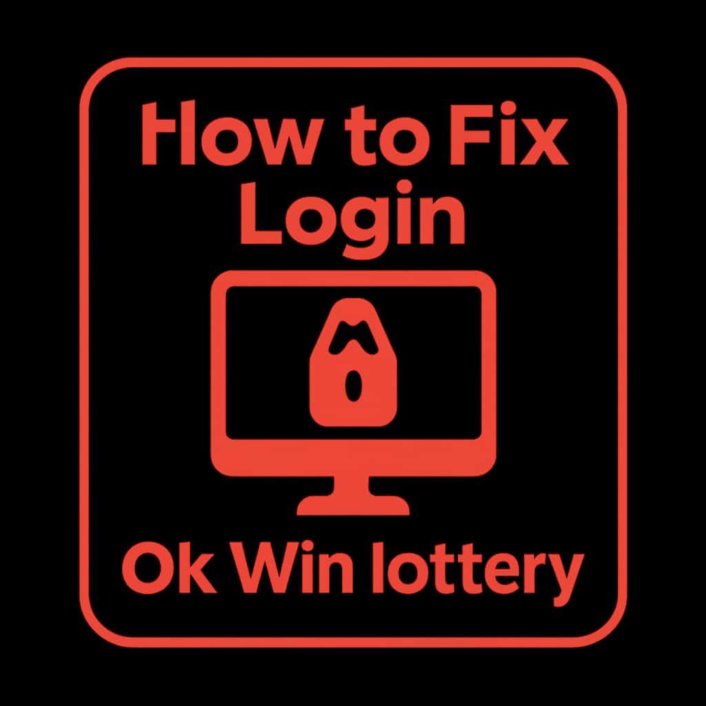 Badge representing login troubleshooting for Ok Win lottery app.