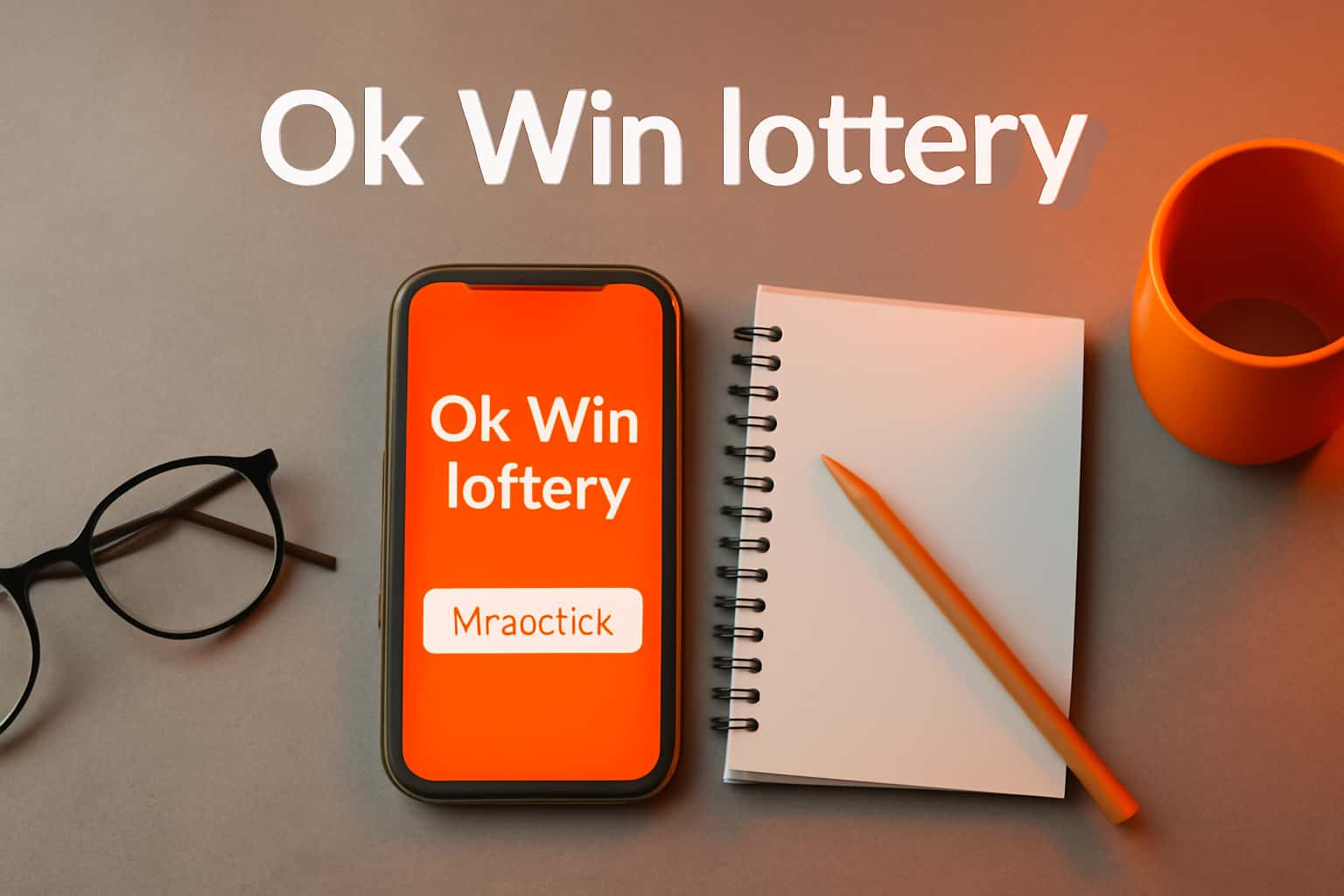 Informational scene illustrating the download process for Ok Win lottery with highlighted text.