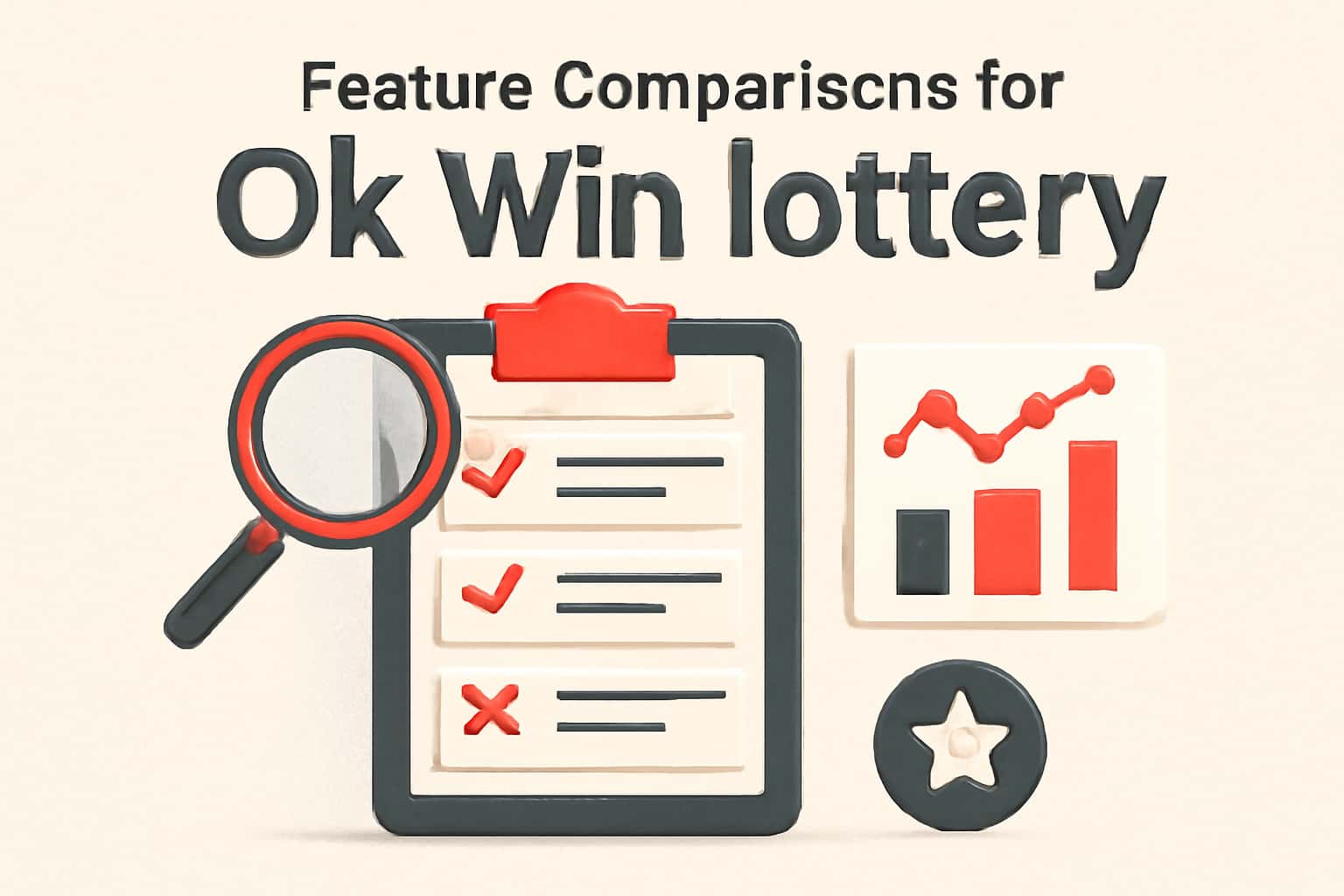 Informational image about the features of the Ok Win lottery app.