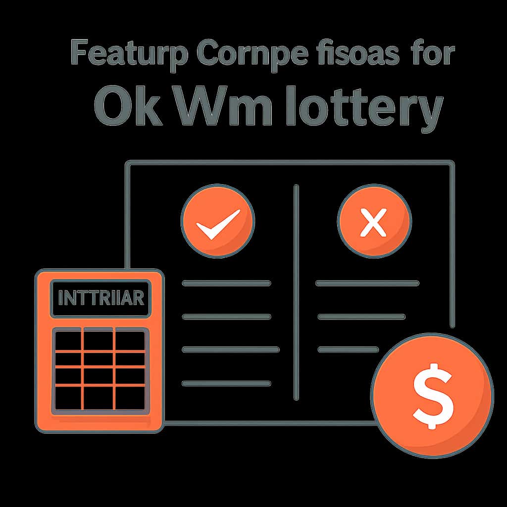 Illustration detailing the features of the Ok Win lottery app.