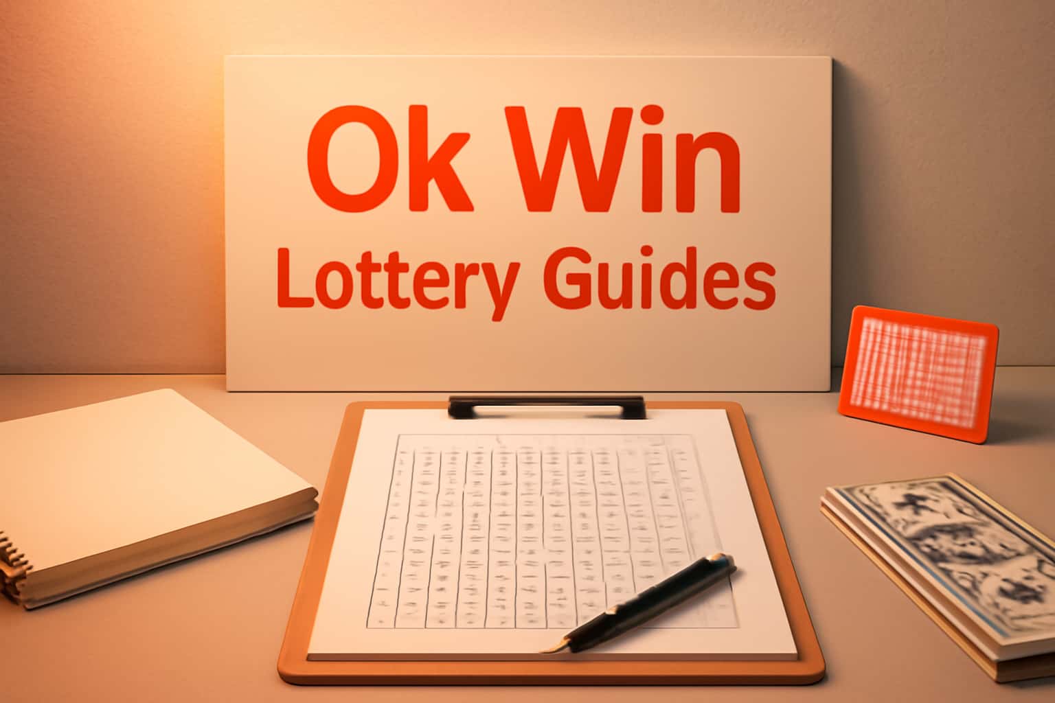 Informational scene featuring the Ok Win lottery Guides