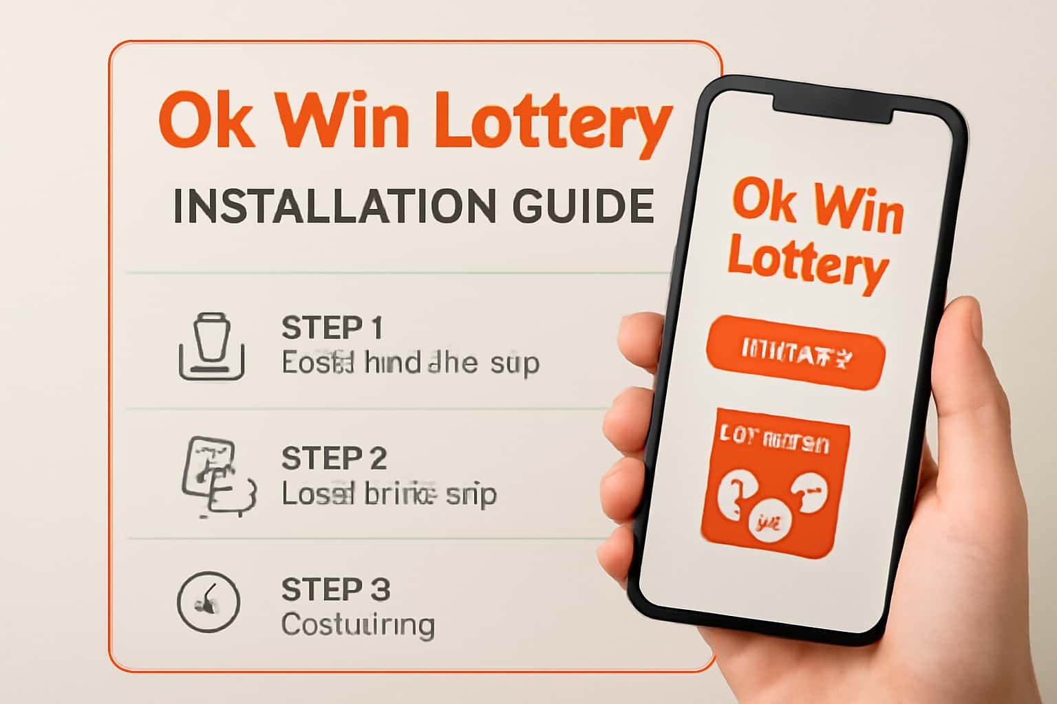 An informative scene depicting the installation process for the Ok Win lottery app.