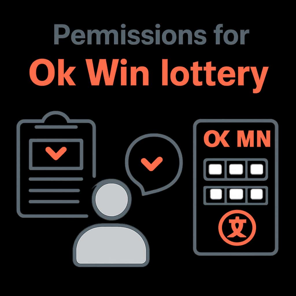 Illustration detailing the permissions required for the Ok Win lottery app.