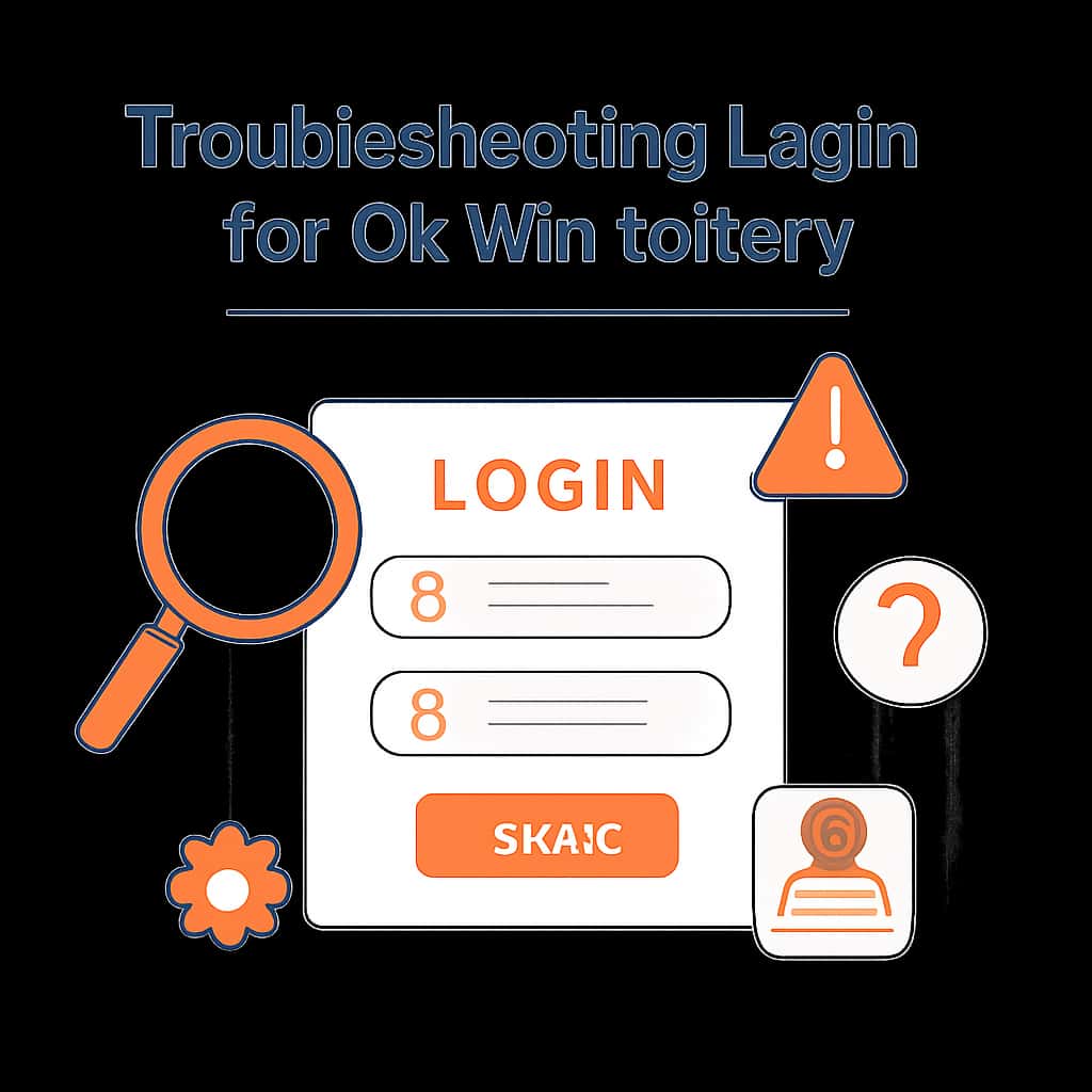 Illustration showing steps for troubleshooting login for Ok Win lottery.