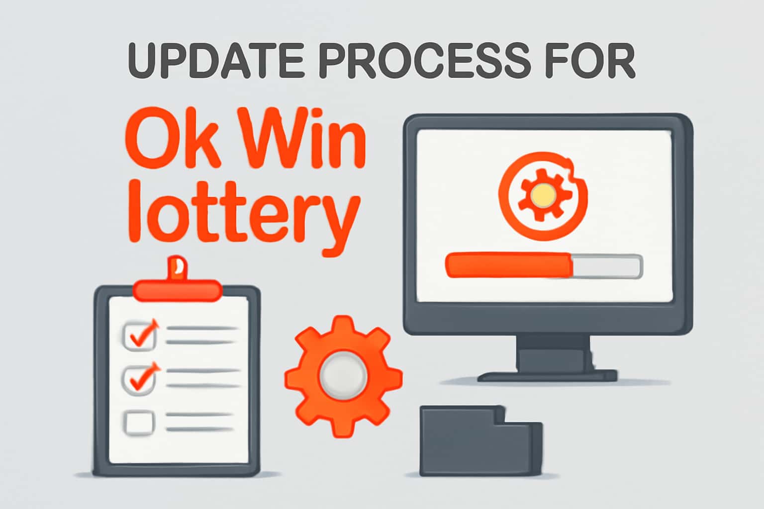 A visual guide depicting the update process for the Ok Win lottery app with the title prominently displayed.